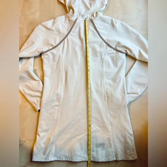 Athleta Women's Cream and Brown Full Zip Sweatshirt Jacket with Hood - Picture 8 of 10